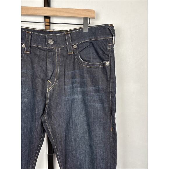 True Religion Geno Flap Relaxed Slim Fit Jeans Denim 34x34 Stretch Dark Wash - Picture 2 of 13